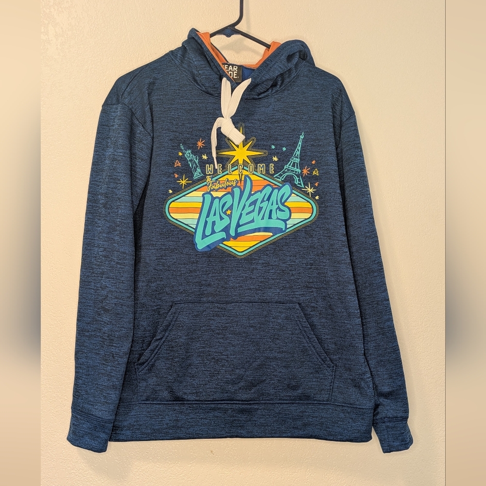 Las Vegas Graphic Hoodie - Navy  Shirt With Orange Inside Hood